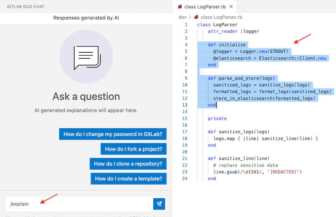 ИИ: GitLab Duo — интерфейс GitLab